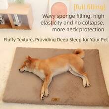 1pc Plush Pet Pad, Removable & Washable Dog/Cat Mat, Warm & Comfortable, Suitable For Dog Cage/Bed, All Season, Thickened Warm Plush Mat For Winter - Pink - View 4