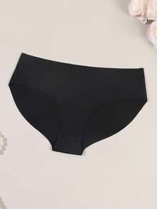 Women's Sexy Lace-Trim Letter Print Breathable Seamless Briefs Panties - Black - View 5