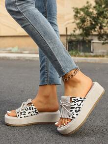 Summer Fashion New Leopard Print Tassel Platform Women Shoes - Multicolor - View 3