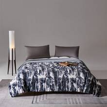 Merino Wool Printed + Milk Velvet Double Layer Blanket - Maillard - Oil Painting - View 4