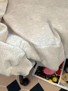 Hoodies Women Women'S Plum Blossom Print Hooded Sweatshirt - Japanese-Inspired Cherry Blossom Design, Soft Fleece Pullover With Kangaroo Pocket, All-Season Casual & Sporty Outerwear, Ladies Sweatshirts, Sporty Style, Comfortable Fit, Long Sleeve Top Valentine Outfits Women SSIY - 淺灰色 - 查看 2