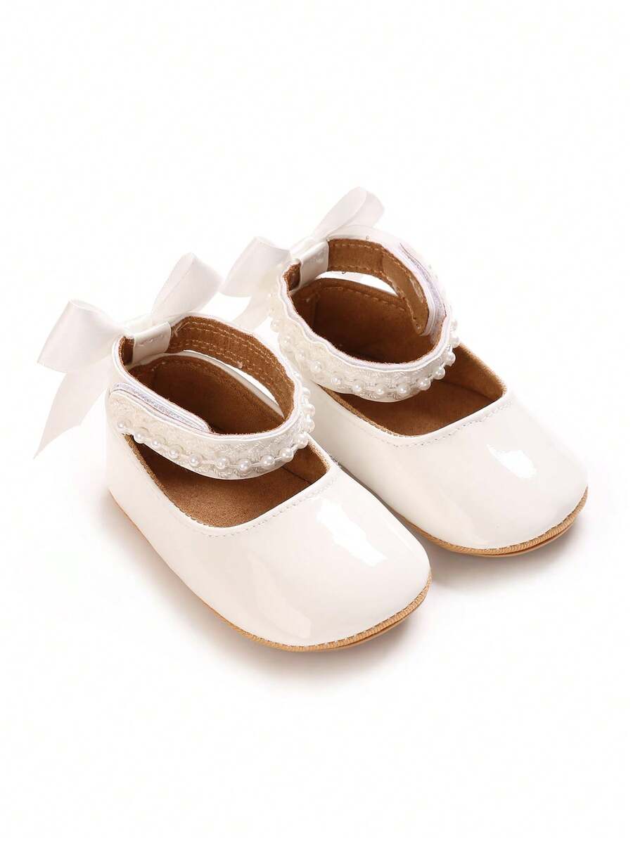 Spring/Autumn New Born Infant Girl Shoes, Fashion Flat Shoes, Rubber Anti-Slip Sole, First Walking Shoes, 0-1 Years Old Infant Girl Shoes - White - View 1