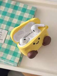 1个可爱卡通硅胶保护套，创意奶酪娃娃设计，兼容苹果1/2/3/4代无线蓝牙耳机保护套（不含耳机） - 黃色 - 查看 10