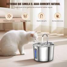HSHa Bebedero For Mascotas 2.2 Liters, Ultra Silence (20~30 DB), Automático De Acero Inoxidable, With Ventana De Visualización Y LED, System De Filtrado Múltiple, Producto Para Catos - 2.2L/74.4oz - 查看 1