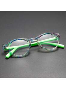Exquisite Printed Contrast Color Floral Pattern Round Frame Reading Glasses, Combining Printed And Contrast Color Design To Add Fashionable Layers, Round Frame Design Is Retro And Gentle, Flexible In Multiple Diopter Options, Ideal Choice For Those Pursuing Unique Style And Practicality, Easily Create An Eye-Catching Look. - Transparent - View 19