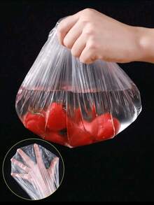 100pcs/Pack Disposable Plastic Bowl Covers, Food Protectors, Kitchen & Dining Pot Lids, Fresh Keeping Covers, Universal Plastic Bowl Covers, Disposable Shower Caps, Prevent Food From Dust And Bacteria Contamination - Multicolor - View 7