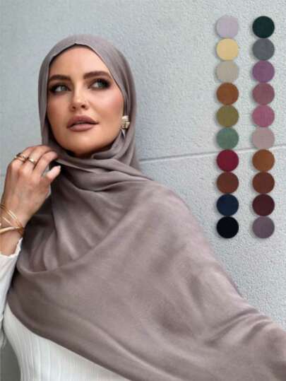 1条180*70厘米女士纯色粘胶纤维透气柔软莫代尔头巾，适合搭配阿巴雅长袍，防滑