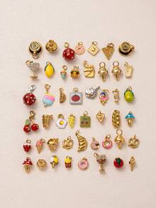 1件装时尚逼真食物系列吊坠，包含迷你蛋糕、披萨、冰淇淋、巧克力片、棉花糖、柠檬樱桃，不锈钢材质，18K镀金，DIY饰品，项链、手链、耳环、钥匙扣、包包、女士饰品、钱包配件，不锈钢吊坠，礼品 - 彩色 - 查看 2