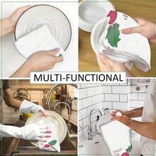 2/4 Piezas Paños de cocina con estampado de temas vegetales, paños de microfibra súper absorbentes y modernos, paños de té para cocinar y hornear, trapos de limpieza, toallas de mano, muy suaves y absorbentes, decoración de cocina, regalos para vecinos, madres, cumpleaños, inauguración de la casa para amigos, artículos esenciales de cocina, necesidades diarias - Multicolor - Ver 10