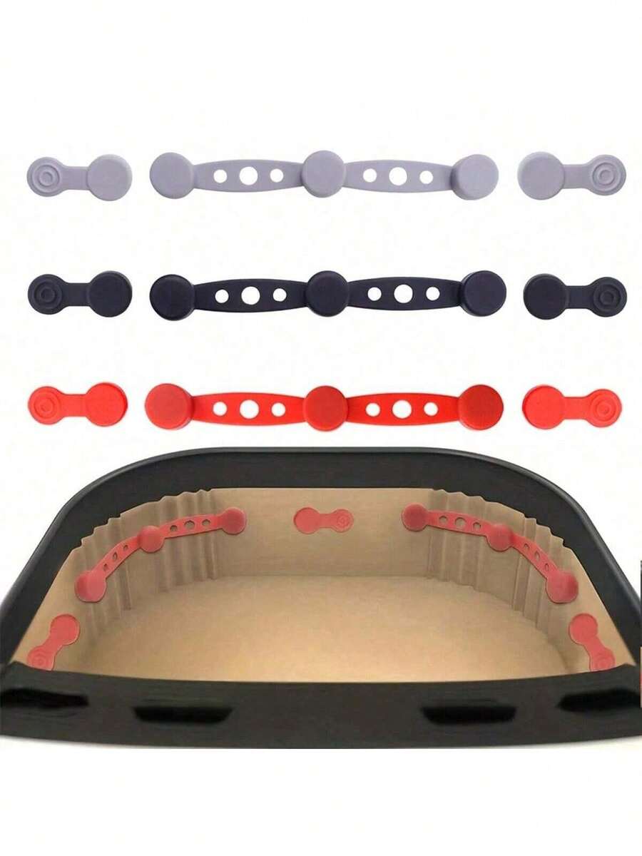 3pcs Air Fryer Magnetic Silicone Clips - Heat Resistant Up To 464°F (240°C), Non-Scratch Baking Paper Liner, Universal Fit For All Air Fryer Basket Edges, Easy To Clean Air Fryer Accessories - Multicolor - View 1