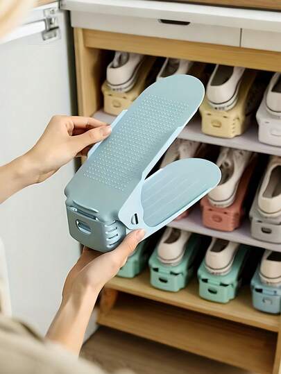 Estantería ajustable de 4 niveles, organizador de zapatos apilable de doble nivel para tacones altos, zapatos planos, tenis y sandalias, ahorro de espacio, esencial para el hogar, dormitorio y viajes