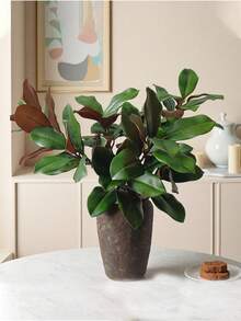 人造玉兰树、仿真橡皮树、塑料榕树叶、绿色榕树枝（不含花盆），适用于家居、花园、派对、酒店装饰和橱窗展示 DIY - 彩色 - 查看 3