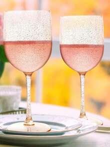 1/2/6/15pcs 16oz Plastic Glitter Stemmed Wine Glasses, Unbreakable/Party Wine Cups - Transparent Shimmering Gold - View 4