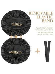 1pc Double-Sided Satin Sleep Cap, Silk Sleep Bonnet, Soft & Comfortable, Suitable For Women With Natural Curly Hair - Multicolor - View 3