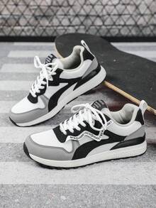 Versatile Neutral Colors, White, Gray And Black Contrast Design, Retro Casual Style, Unisex Sports Shoes, City Training Shoes Series, Suitable For Commuting, Fitness, Travel, Sneaker Style, Round Toe, Low-Top, Breathable, Multi-Function, Holiday Gift, Women Sports Shoes - White, Gray, Black - View 4