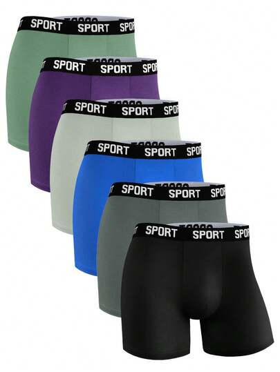 Bộ 6 quần lót nam dáng ôm dài, góc phẳng - Mềm mại, nhẹ, phù hợp cho cả bốn mùa, thể thao và mặc thường ngày, quần lót dài ôm sát, thích hợp cho tập luyện thể dục, đấm bốc, tham gia nhiều hoạt động ngoài trời khác nhau.