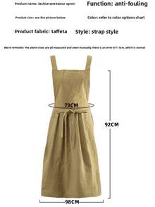 1件女士亚麻围裙，腰部可调节，轻便柔软的棉混纺围裙，带口袋，适合园艺活动