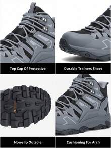 CAMEL CROWN 男士高帮防水徒步靴，轻便背包徒步鞋 - 灰色 - 查看 4