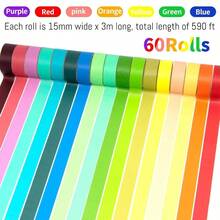 60 Rolls Washi Tape Set - 15mm Colored Masking Tape, Decorative Tape Bullet Journaling, Scrapbooking, Arts Crafts, Holiday Decoration - 60卷,15毫米寬,彩虹色 - 查看 4