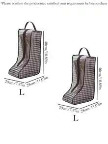 2个靴子收纳袋，长靴和短靴收纳袋，新款时尚透明防尘靴套，适用于女士过膝靴和踝靴，无纺布靴袋，带拉链和提手，方便旅行和居家收纳，加厚防水透气，节省空间 - 是旅行、衣橱整理和鞋子保护的理想选择，适用于平底鞋、踝靴和过膝靴。