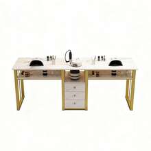 Escritorio Minimalista Para Salón De Uñas Con 3 Cajóns 160cm - Multicolor - Ver 1