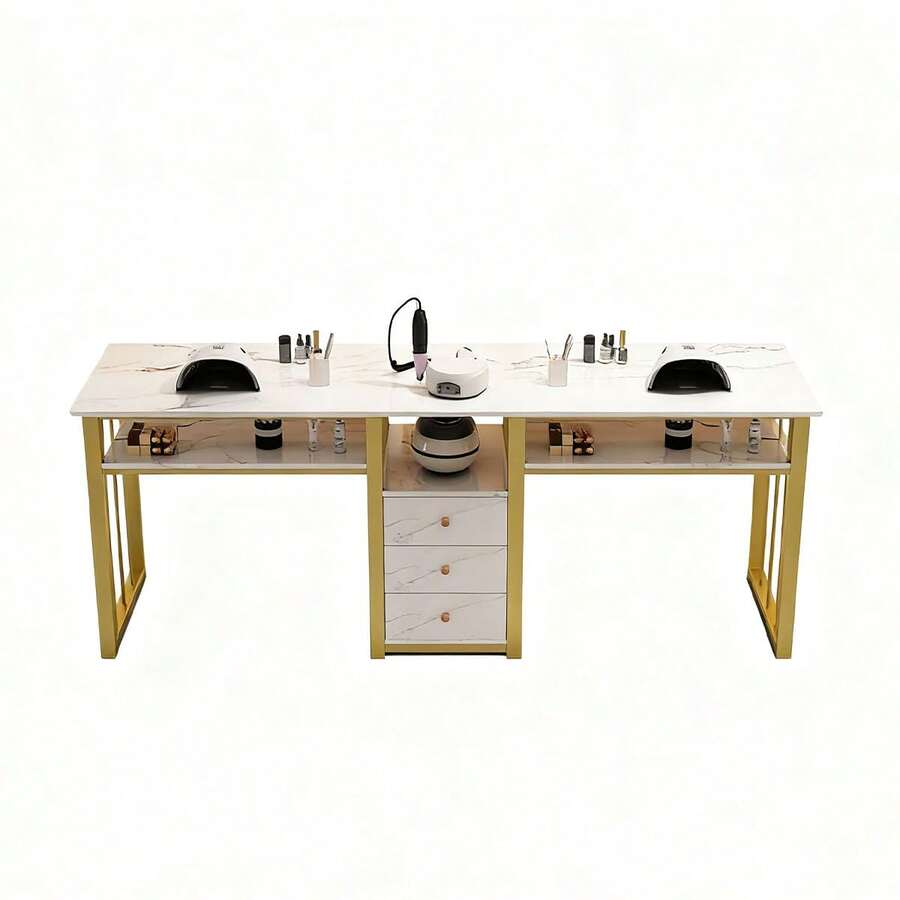 Escritorio Minimalista Para Salón De Uñas Con 3 Cajóns 160cm - Multicolor - Ver 1