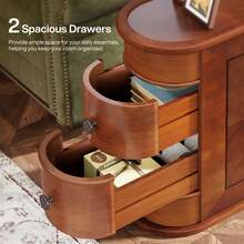 Tribesigns Solid Wood Bedside Table, Side Table With 2 Drawers, Narrow End Table For Living Room, Arc Rectangular Coffee Table, No Assembly Required, Finished Back, Bedroom Furniture - 核桃 - 查看 6