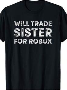 Kids T-Shirt Funny Will Trade Sister For Robux Video Game Tee - Soft Cotton Short Sleeve Crew Neck T-Shirt For Boys - Pe - màu đen - Xem 1