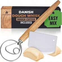 Danish Dough Whisk, Sourdough Bread Whisk 13 With Dough Cutter - Sourdough Mixer Baking With Stainless Steel Hook, Bread, Pizza, Pastry, Cake Batter - 1 Pack - View 9