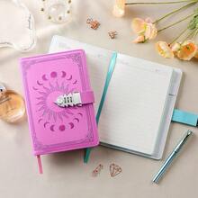 ZXHQ Tagebuch mit Schloss für Männer, Frauen und Jugendliche - A5 Notizbuch mit Stift Set Nachfüllbares Leder Journal mit Buntem Seitenrand A5 Größe (21x15cm)-5608 - Rosa - Übersicht 4