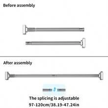可调节伸缩杆 - 不锈钢材质，塑料端头，无需钻孔即可轻松安装，适用于浴帘、窗帘、门帘、衣物收纳和阳台晾晒，银色、黑色和白色可选，浴室装饰 - 彩色 - 查看 17