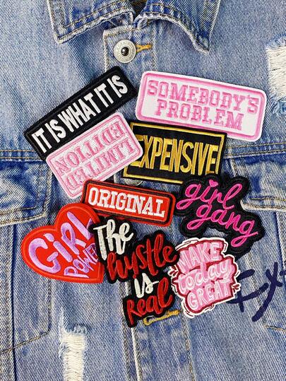 1 Set Of 3/9pcs Original Positive Motivational Language English Letter Embroidery Patch Cute Fashion Polyester Badge Applique DIY Clothing Iron On Patches Sew Accessory Cloth Stickers Suitable For Backpacks, Jeans, Jackets, T-Shirts, Hats, Dresses, Etc