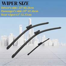 60.21cm + 47.41cm + 32.57cm Windshield Wipers, Premium All-Weather Front And Rear Wiper Set - Original Factory Quality (3 Pieces Set) - 60.21CM + 47.41CM + 32.57CM - View 3