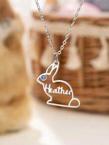 Personalized Rabbit Necklace, Custom Name & Birthstone Rabbit Pendant, Minimalist Easter Gift, Birthday Gift, Valentine's Day Gift, Thanksgiving Gift, New Year Gift, Exquisite Jewelry For Rabbit Lovers