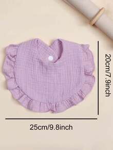 6条/包 柔软透气棉纱婴儿围兜，纯色/花卉荷叶边防水，适合婴儿日常穿着 - 彩色 - 查看 3