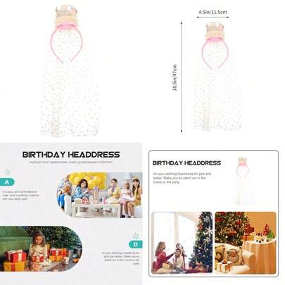 INOOMP Diadema Velo de Tul Beige para Cumpleaños y Fiestas Infantiles Tocado Princesa Tela Suave y Diseño Compacto Cinta Pelo Adecuado para Niñas y Eventos ObsequiosConveniente y duradero,Los favoritos de los niños