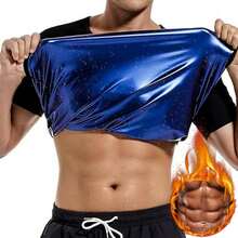 Men's Sauna Shirt,Waist Trainer,Tummy Control Sweat Sauna Workout Suit,Gym Exercise Compression Shirt Workout Shapewear Sports Slim Fit Athletic Training Apparel - màu đen - Xem 1