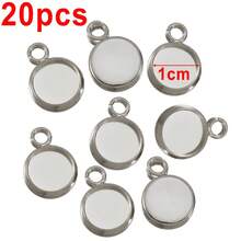 20 khay mặt dây chuyền tròn bằng thép không gỉ, đường kính 6-25mm, thích hợp để tự làm vòng cổ, dùng để gắn đá và mặt dây chuyền trang trí. - Đế mặt dây chuyền - Xem 20