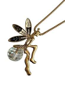 1入韓國流行毛衣鏈,精緻亮麗的經典鑰匙形長項鍊,帶滿鑽石 - 金黃色 - 查看 2