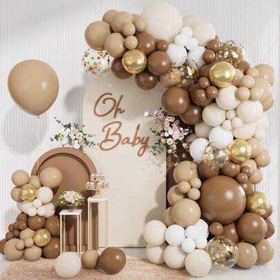 5/10/12/18inch Brown Ivory White Metallic Gold Latex Balloons Garland Arch Kit For Boho Neutral Martini Party Birthday Wedding Babyshower Bridal Shower Party Supplies