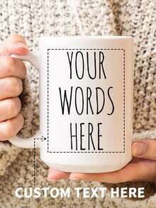 1pc Customized Mug, Coffee Cup, Personalized Mug With Customizable Name Or Text, White Ceramic Mug, Personalized Coffee Cup With Customizable Letters And Name - Customized Design