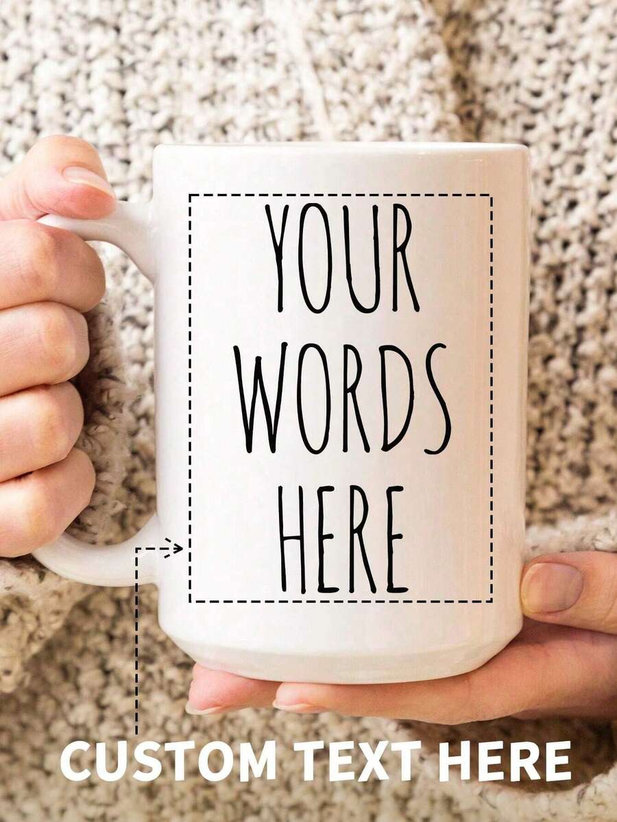 1pc Customized Mug, Coffee Cup, Personalized Mug With Customizable Name Or Text, White Ceramic Mug, Personalized Coffee Cup With Customizable Letters And Name - Customized Design
