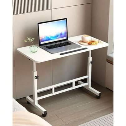 Small Standing Desk Adjustable Height Mobile Stand Up Desk With Wheels 32 Inch Portable Rolling Desk Small Computer Desk Portable Overbed Bedside Table End Table For Home Laptop Bed Sofa