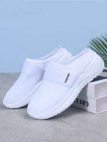 Giày bệt lưới nữ kiểu dáng thường ngày, thoải mái, thoáng khí, đa năng, đế dày, phù hợp cho mùa xuân, mùa thu và mọi mùa. - trắng - Xem 3
