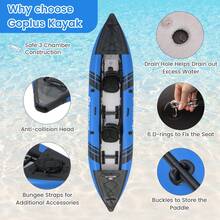 COSTWAY Inflatable Kayak Set Portable 2-Person Kayak With Aluminium Oars EVA Padded Seat Blue/Red - Blue - View 7