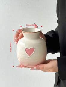 1个渐变心形小花瓶，陶瓷材质，个性化创意高品质迷你装饰花瓶，心形元素与情人节风格，优雅温馨的家居装饰，花瓶摆件礼品 - 彩色 - 查看 11
