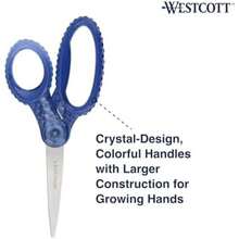 Westcott 55846 - Tijeras escolares de 7 pulgadas, multiusos, para manualidades, regreso a la escuela, suministros para el aula, rojo/gris, paquete de 2(Gema azul) - Multicolor - Ver 5