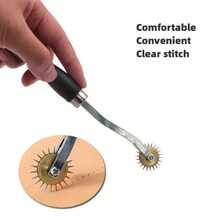 Rueda de trazado de dientes de engranaje de cuero y papel de acero inoxidable, 1./2 uds., para marcar sobrepunto, espaciado en artesanía y costura de cuero - 2 unidades - Ver 4