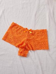 ROMWE Goth Deep V Lace Semi-Sheer Sexy Sleepwear Set, Fashionable & Alluring Design For Women - Orange - View 7