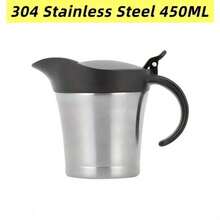Elegant Double-Layer Insulated Stainless Steel Meat Juice Boat With Flip Cover Design - Perfect For Pouring Juice And Cream, Dishwasher Washable- Stainless Steel Sauce Pot With Hinged Lid, 304 Stainless Steel Steak Sauce Pot